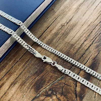 Real Solid 925 Sterling Silver Double Cuban Mens Boys Chain Bracelet Or Necklace • $21.99