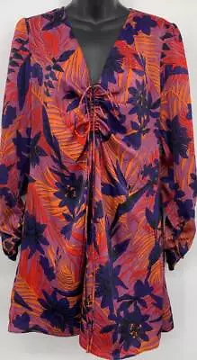 Zara Tropical Womens Dress Long Sleeve Blue Purple Size Medium New With Tag • $19.99