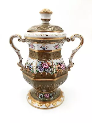 Capodimonte IPA  Lidded Pot Lidded Vase Handpainted Porcelain 17.6 Cm Small Size • £24.50