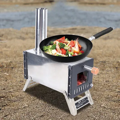 Hot Tent Stove Jack Wood Burning Portable W/ Vent Pipe Camping Fire Kit Winter • $142