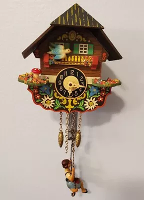 Vintage Germany Engstler Mini Windup Cuckoo Clock House Bird Mushroom For Repair • $35