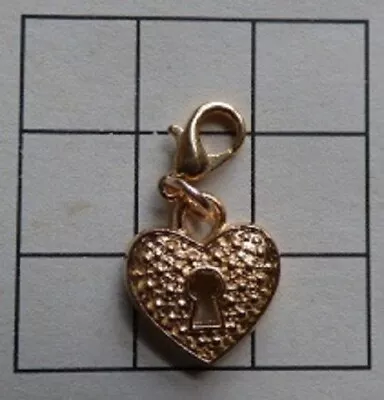 Vintage Tibetan Heart Shape Padlock Clip Charm Zip Bracelet Gold Finish • £2.95