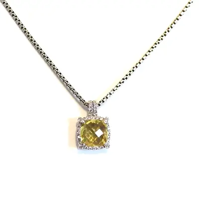 DAVID YURMAN NEW Chatelaine Silver 9mm Lemon Citrine Pave Diamond  Necklace • $807.50