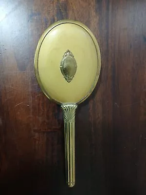 Vintage Hand Held Vanity Mirror Gold Tone Victorian Lady- BEAUTIFUL • $13.45