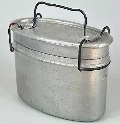 Vintage French Aluminium 3 Part Mess Tin Oval Shape Lunchbox • $19.89