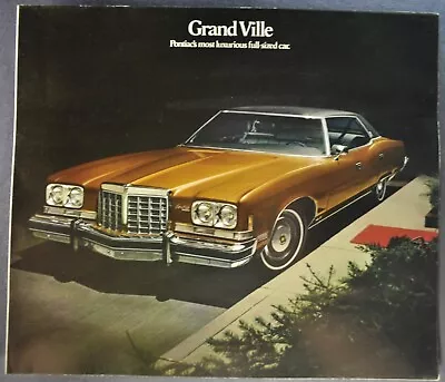 1974 Pontiac Grand Ville Lg Brochure Folder Convertible Sedan Excellent Original • $4.95