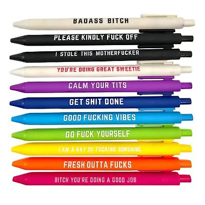 £4.69 • Buy 11x Funny Pens Swear Word Pen Set Black Ink Writing Pen Funny Office Diary Gift