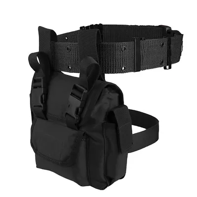 Black Outdoor Tactical Drop Leg Thigh Bag Waist Belt Utility Men's Bags Pouch • $54.99