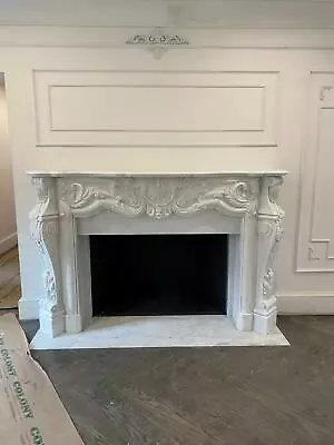 Beautiful Carved French Style Marble Fireplace Mantel - Dbcm1 • $5500