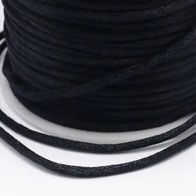 £2.55 • Buy 10m Black Polyester Cord Satin Rattail Cord Jewellery Making Crafting Beading