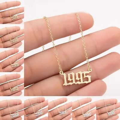 $2.52 • Buy Number Pendant Necklace For Women Birthday Gift Gold Silver Chain Jewelry Collar