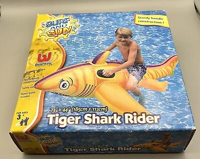 Vintage Bestway Surf&Sun Inflatable 73 X44” Tiger Shark Rider From 2002 New • $151.73