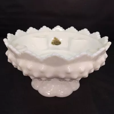 Vintage Fenton Milk Glass Taper Candle Stick Flower Holder Hobnail Pedestal • $24.29