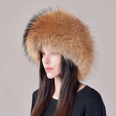 Women Winter Real Fox Fur Hat Russian Ear Cap Ushanka Cossack Ski Warmer New • $36.70