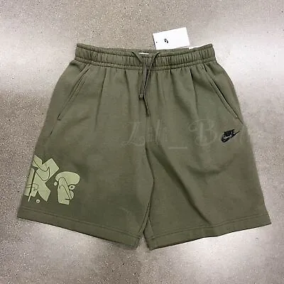 Nike Men Sportswear Club Fleece Shorts Standard Fit Olive Size S-XL DQ4659-222 • $31.88