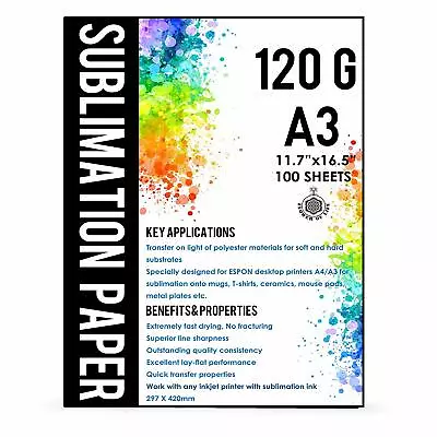 100 Sheets A3 Dye Sublimation Heat Transfer Paper For Polyester Cotton T- Shirt • $20.98