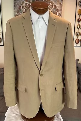 J. Crew Mens Light Brown Linen 2 Btn Jacket Blazer Sz 42 L MINT! • $149.99