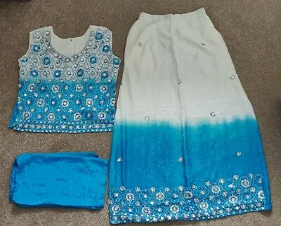 £10 • Buy Girls Asian Pakistani Indian Top Skirt Lengha Choli Embroidery, 9-10 Years