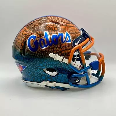 Florida Gators CUSTOM 2-Tone Hydro-Dipped OR/BL GATOR Skin Mini Football Helmet • $160