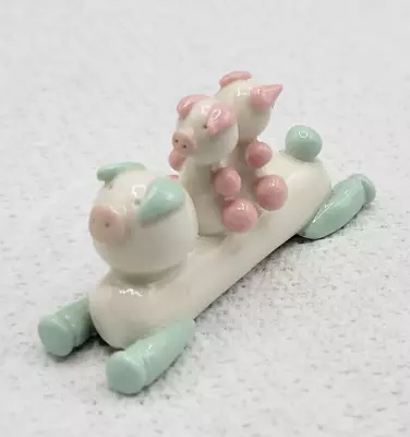 Vintage Porcelain Cute Miniature Figurine Mama Pig And Baby Piglets On Her Back • $29.99