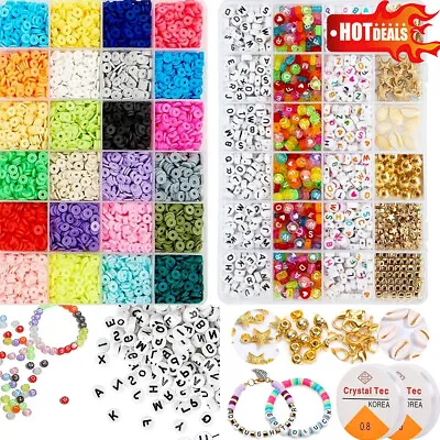 £6.89 • Buy Clay Beads Kit Flat Polymer Round Disc DIY Bracelet Jewelry Making Pendant Color