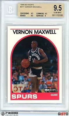 Vernon Maxwell RC BGS 9.5: 1989-90 Hoops Rookie Card Gisto POP 2 • $42.99