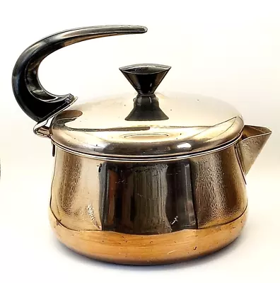 Sleek Mid Century Modern Farberware Tea Kettle 2 Quart Teapot ~ Bronx NY USA • $34.99