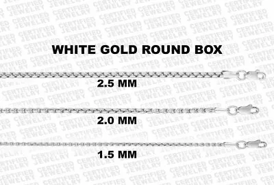 14K White Gold Round Box Chain Necklace 16 - 24  Inch 1.5mm - 2.5mm • $160.49