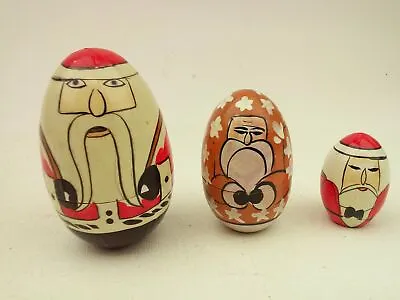 Santa Claus Matroiska Nesting Dolls Colorful Handpainted Wooden Eggs • £49.45