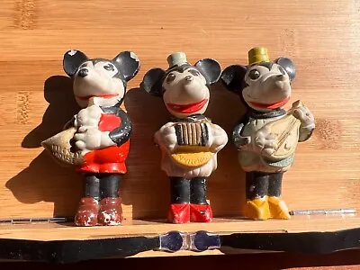 Set Of 3 Vintage Original Mickey Mouse Bisque Musicians 1930’s Complete • $199