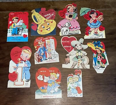 Small Vintage 10 Valentine Cards Lot 1940s-1950s • $18