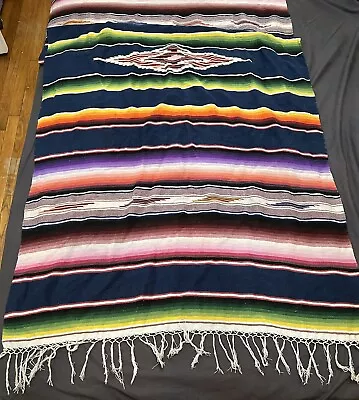 Vintage Mexican Saltillo Serape Textile Blanket Striped  C1940’s-50’s • $175