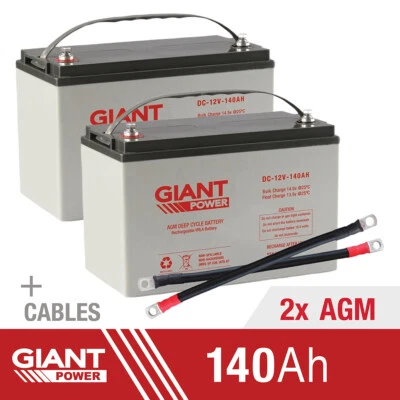 Giant Power 2x 140AH 12V AGM Deep Cycle Battery Camping Marine Solar 12V AGM • $640