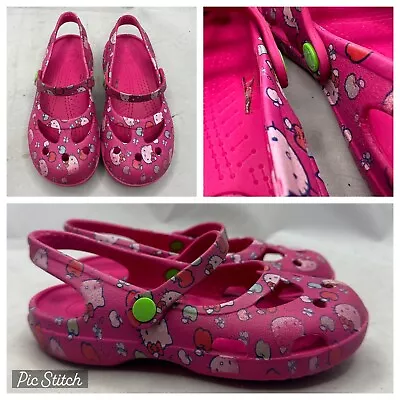 £16.30 • Buy Crocs Shayna Hello Kitty Apples Mary Jane Sandals Clogs RARE Girls Size C12