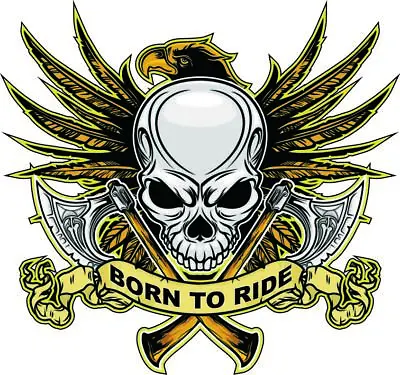 $2.56 • Buy Born To Ride Sticker, Harley Davidson Style Helmet Decal Motorcycle . Skull A28