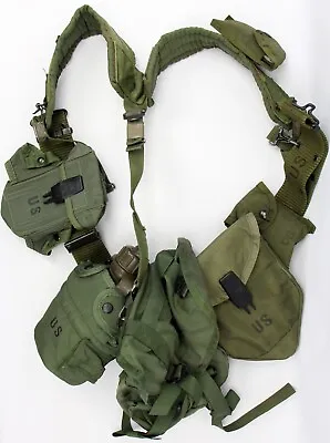US Military Surplus Shoulder Harness Suspender Belt W/ Canteen Shovel & Ammo (A) • $179.95