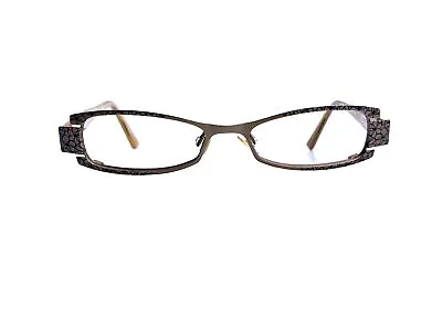 Jean Lafont Brown Floral Metal Rectangle Eyeglasses France Tango 571 47 16 140 • $154