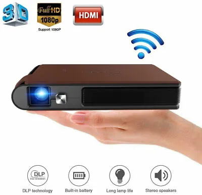 £241.20 • Buy UK Smart 3D WIFI Projector Mini WiFi Home Cinema HD 1080P Movie Wireless DLP HDM