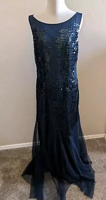 Adrianna Papell Size 14 Navy Blue Women's Dress Formal Gown Mother Of The Bride  • $30