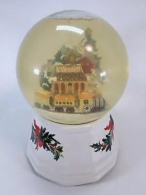 Vntg 2000 Pfaltzgraff Christmas Heritage Station Musical Snow Globe Deck Halls • $9.02