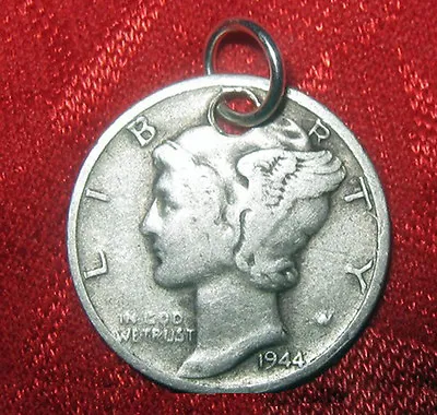 Vintage Antique Mercury Dime 900 Sterling Silver Coin Pendant Charm Necklace • $8.99