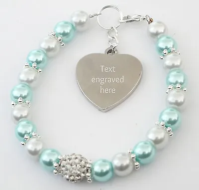 £10 • Buy Flower Girl Wedding Bracelet With Personalised Engraved Charm Gift Any Text