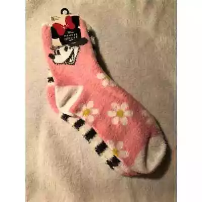 Women's Minnie Mouse Ankle Length (2) Pair Fuzzy Socks  • $12