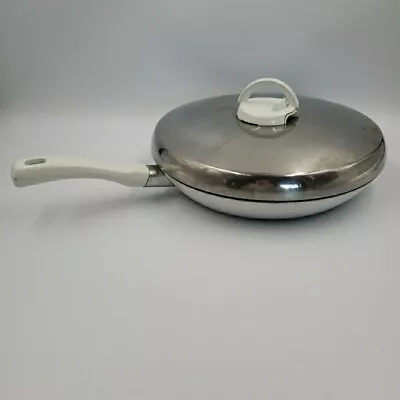 Vtg T-FAL Resistal Frying Pan Non Stick 12  White With Adjustable Vented Lid 90s • $42.99