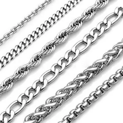 Mens Womens Stainless Steel Chain Silver Curb Link Necklace 18 - 30  2-9mm • $2.19