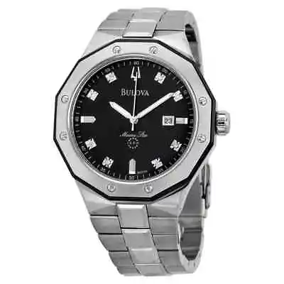 Bulova Men's Marine Star Diamond Accented Stainless Steel Bracelet Watch 98D103 • $246