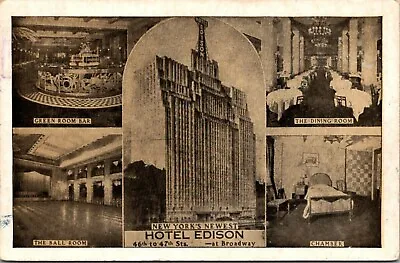 Hotel Edison Interior Views Ball Room Bar Dining 1920 Milton Kramer NYC Postcard • $8.99