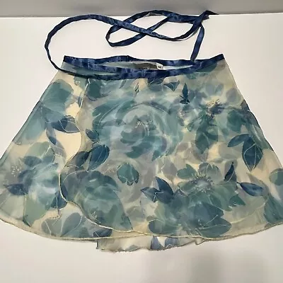 Ballet Wrap Skirt Girls Women Size M Trienawear Sheer Blue Ivory Floral • $8