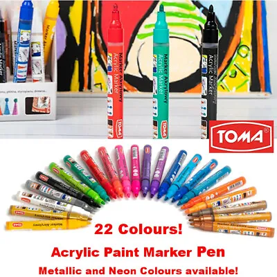 Acrylic Paint Marker Pens Permanent Art Stone Leather Fabric Plastic 22 Colours • £3.59