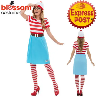 £34.37 • Buy CA1156 Deluxe Wheres Wenda Waldo Wally Ladies Fancy Dress Up Costume Book Week